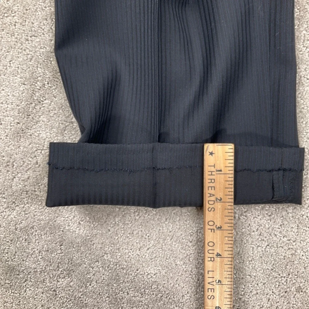 Bachrach Suit Men 46L 38W 33 Navy Blue Pinstripe Wool Career Classic Italian VTG